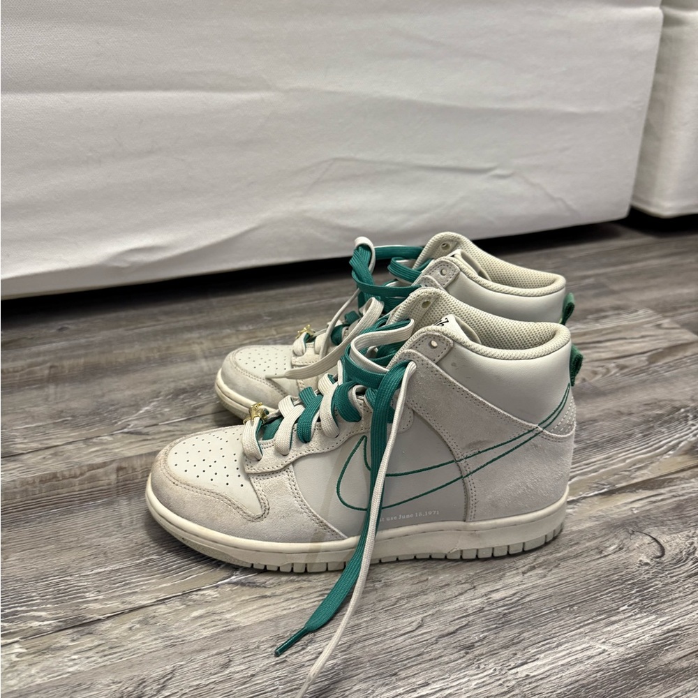 Nike Dunk High-Top Sneakers with Teal Accents